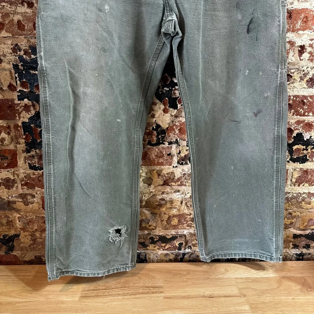 Carhartt B11 MOS Green Washed Duck Canvas Carpenter Workwear Pants Mens 38x30